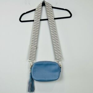 AHDORNED Kelly Blue Pebble Vegan Leather Tassel Crossbody Bag